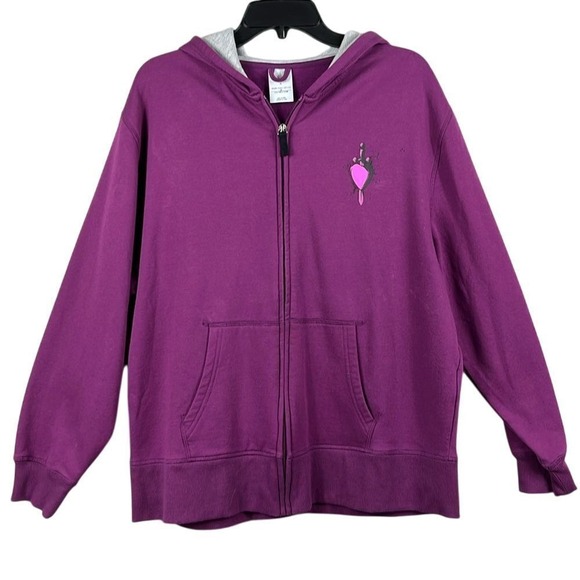 Disney Park Villians Evil Queen Womens Sweatshirt Hoodie Size XL Purple Full Zip - Picture 1 of 11